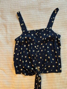 Madewell Navy Floral Tie-Front Cami